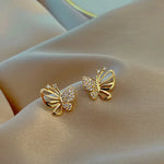 Elegant Zirconia Butterfly Stud Earrings