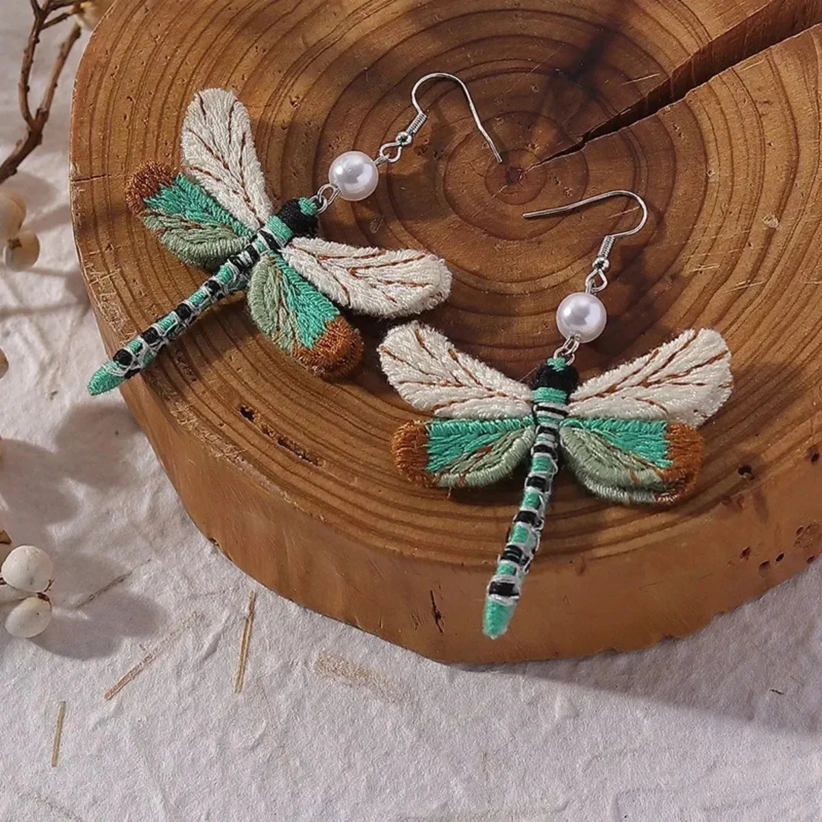 Bohemian Geborduurde Dragonfly Earrings