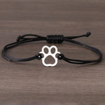 Paw Print Cord Bracelet — Adjustable Black and Red Design
