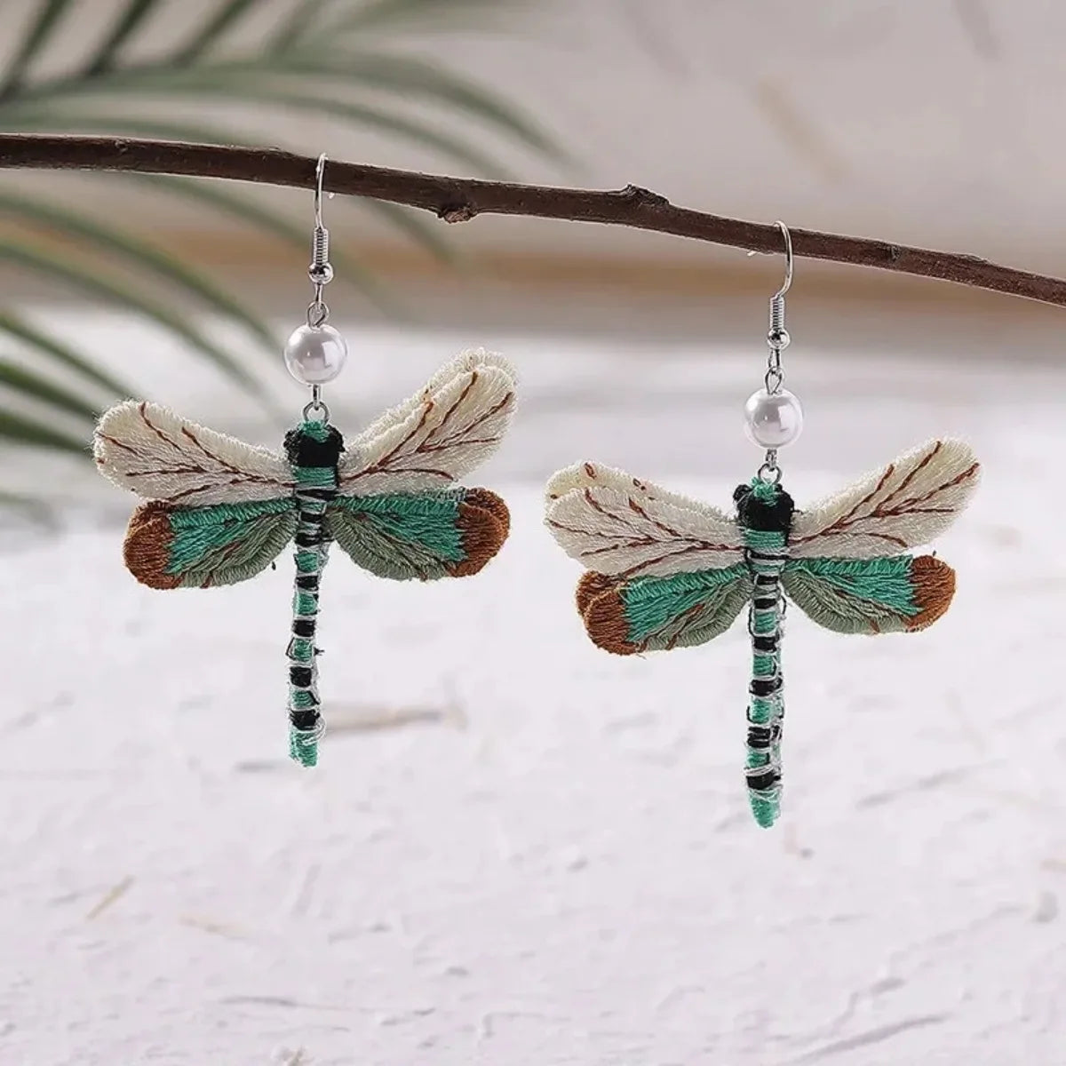 Bohemian Geborduurde Dragonfly Earrings