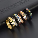 Spinning Stress-Reducing Paw Ring – Stainless Steel with Rainbow Paws