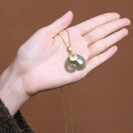 Hetian Jade Elephant Pendant Necklace — 18K Gold-Plated