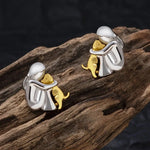 Silver & Gold Two-Tone Huggie Earrings