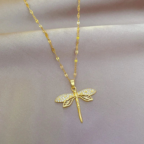 Crystal Dragonfly Pendant — Transformation & Beauty