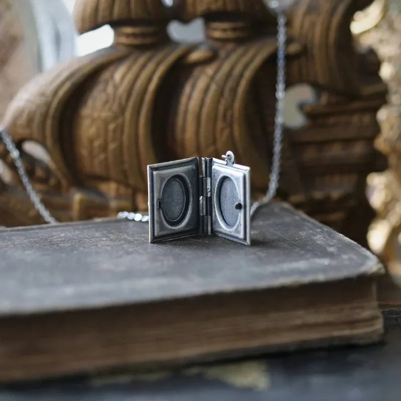 Vintage Cat Book Pendant Necklace — Turning Page Design