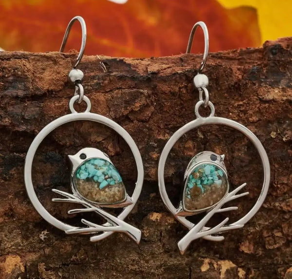 Vintage Vogel op Tak Earrings – Symbol of Vrijheid & Sereniteit