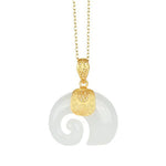 Hetian Jade Elephant Pendant Necklace — 18K Gold-Plated