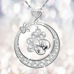 925 Sterling Silver Paw Print Necklace with Cubic Zirconia