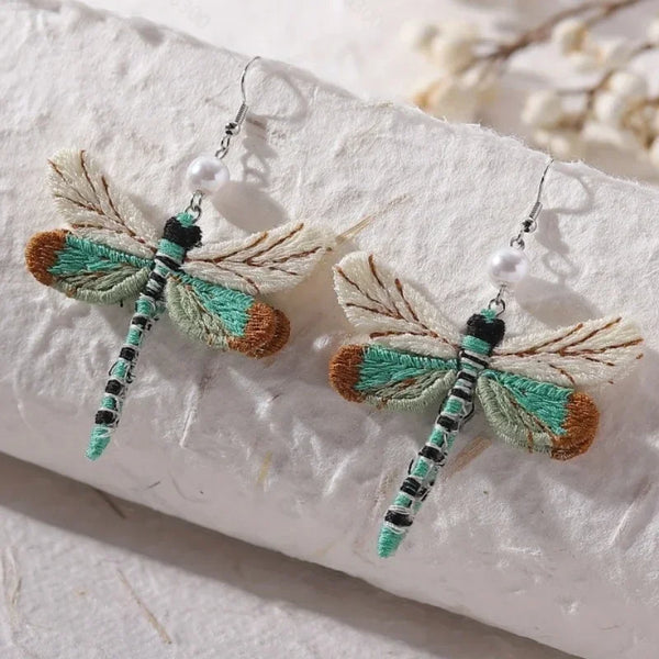 Bohemian Geborduurde Dragonfly Earrings