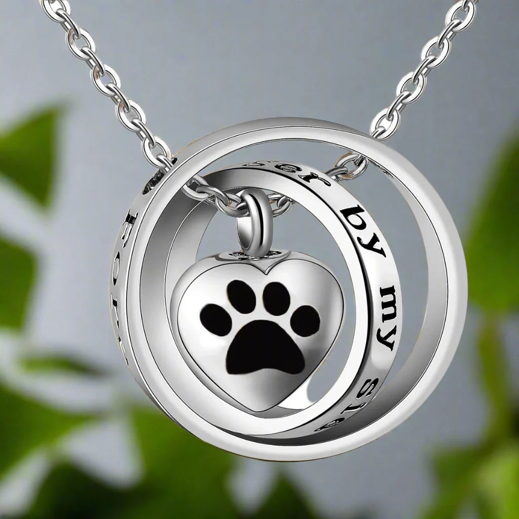 “Forever in My Heart” Stainless Steel Paw Urn Pendant