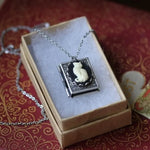 Vintage Cat Book Pendant Necklace — Turning Page Design