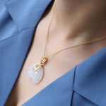 Hetian Jade Elephant Pendant Necklace — 18K Gold-Plated