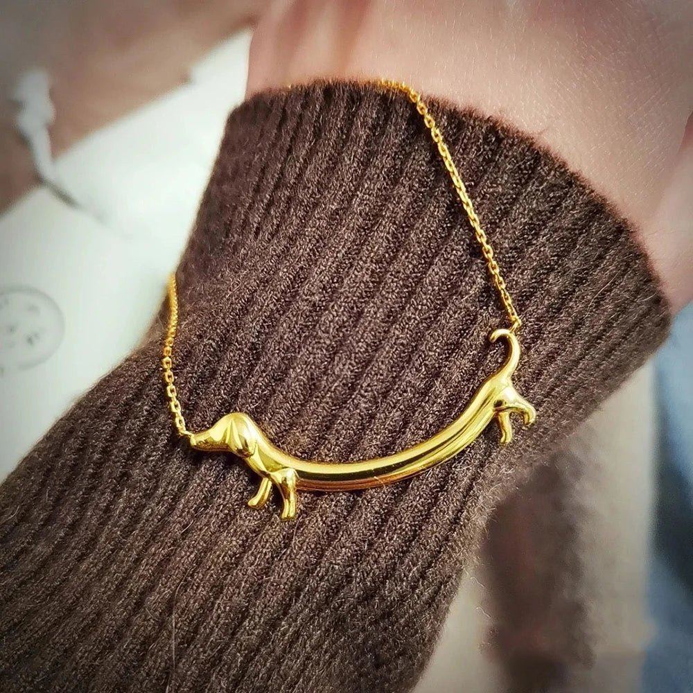 Gold Dachshund Necklace