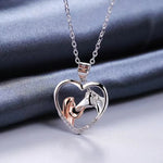 Heart Zircon Girl & Horse Necklace
