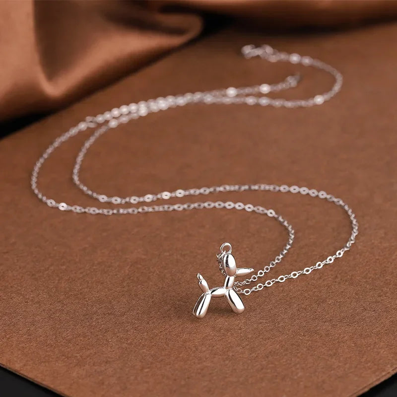 Gold Balloon Dog Pendant Necklace