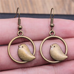 Vintage Vogel Charms Drop Earrings – Handmade Boho Jewelry