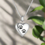 Pet Memorial Urn Necklace — Heart Paw Pendant