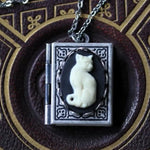 Vintage Cat Book Pendant Necklace — Turning Page Design