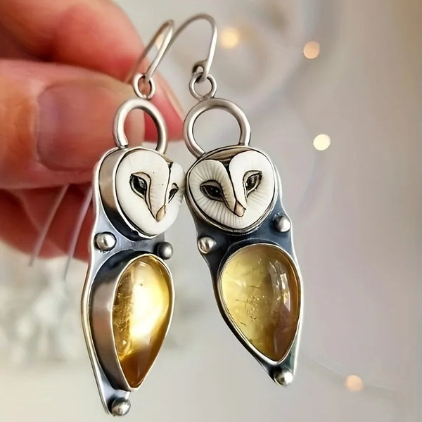 Boho Owl Drop Earrings - Nickel-Free for Sensitive Ears