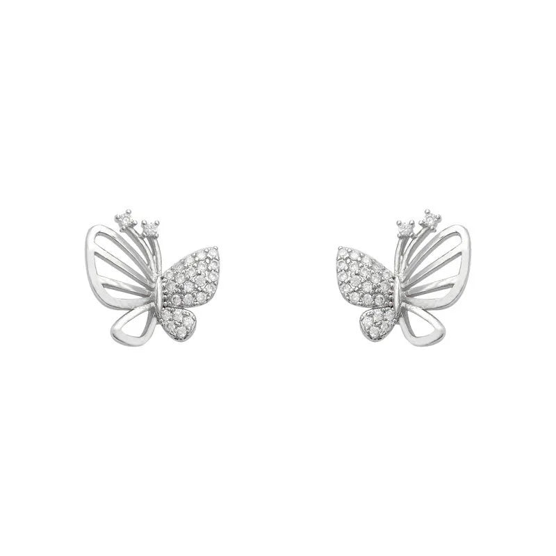 Elegant Zirconia Butterfly Stud Earrings