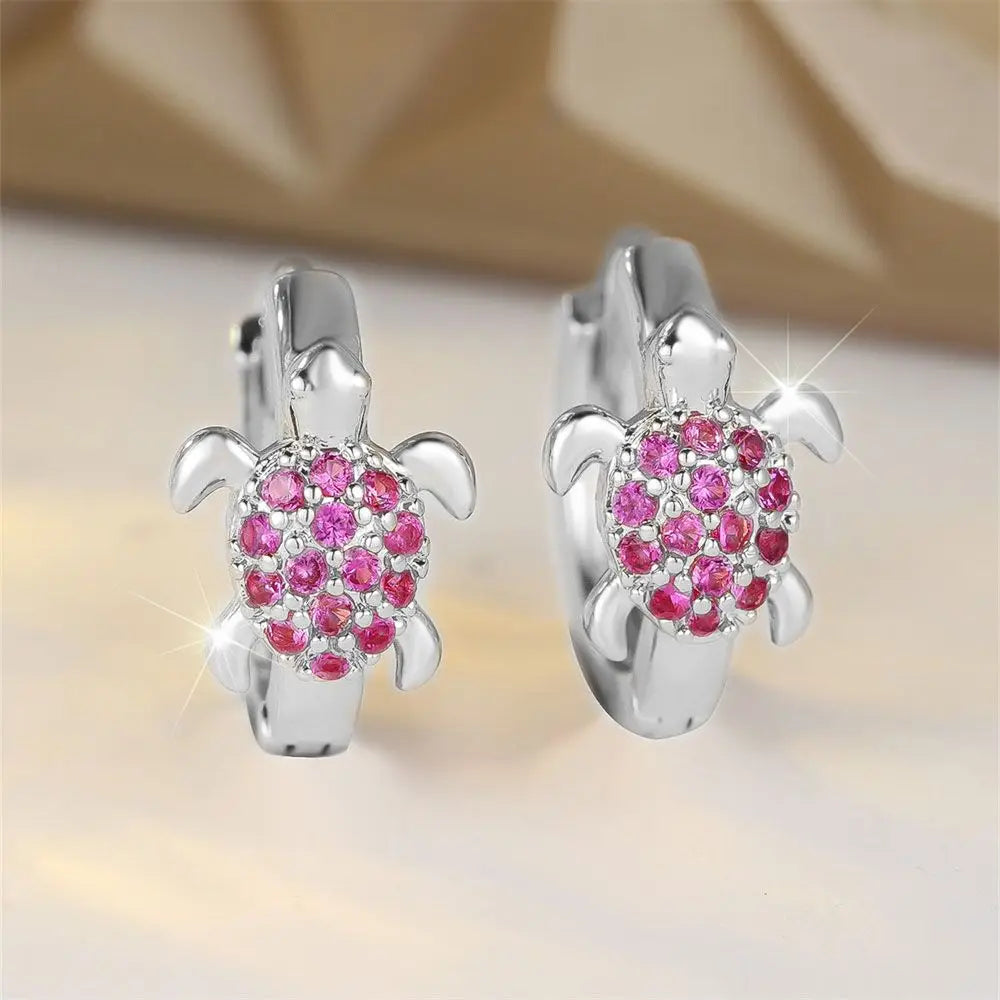 Sea Turtle Earrings with Sparkling Zirconia
