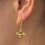 Gold Bee & Honeycomb Crystal Earrings