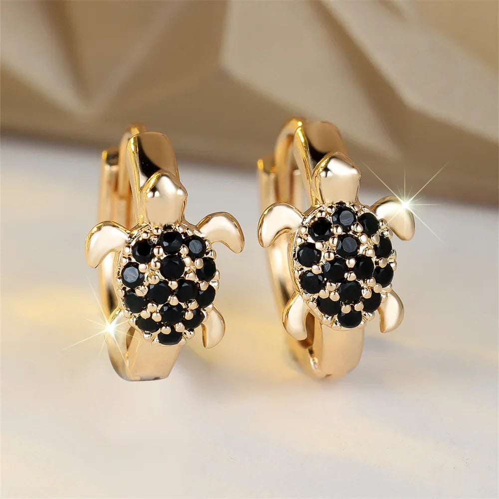 Sea Turtle Earrings with Sparkling Zirconia