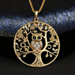 Gold Owl Tree of Life Necklace