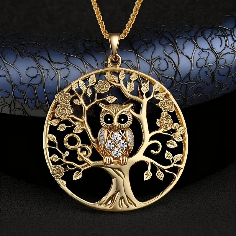 Gold Owl Tree of Life Necklace