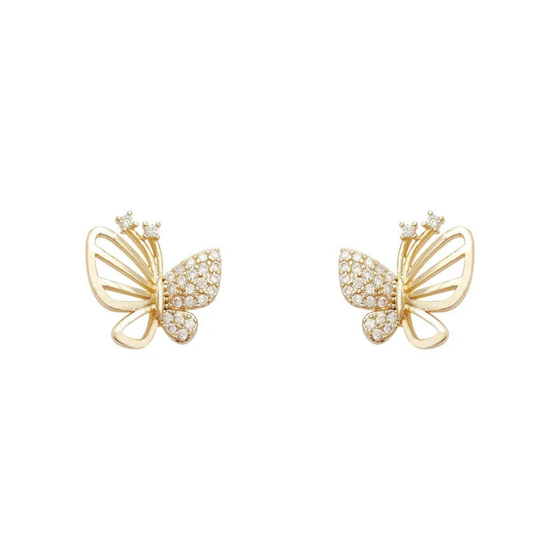 Elegant Zirconia Butterfly Stud Earrings