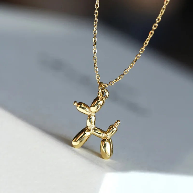 Gold Balloon Dog Pendant Necklace