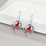 Cardinal Memorial Earrings – “Wanneer Cardinals Verschijnen, Zijn Angels Dichtbij” Heart Drop Design