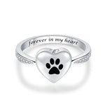 Love Heart Paw Print Urn Ring – Pet Memorial Cremation Jewelry