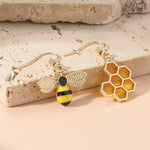 Honeycomb & Bee Earrings – Gold Jewelry