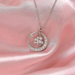 925 Sterling Silver Paw Print Necklace with Cubic Zirconia