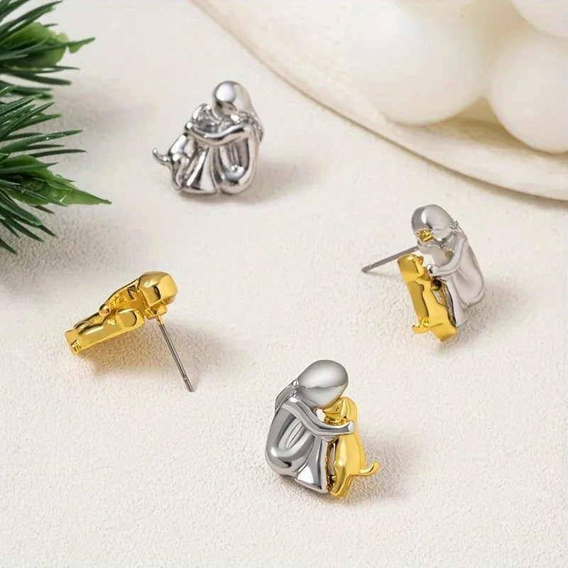 Silver & Gold Two-Tone Huggie Earrings
