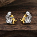 Silver & Gold Two-Tone Huggie Earrings