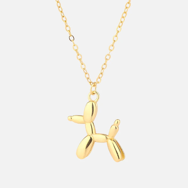 Gold Balloon Dog Pendant Necklace