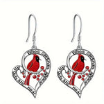 Cardinal Memorial Earrings – “Wanneer Cardinals Verschijnen, Zijn Angels Dichtbij” Heart Drop Design