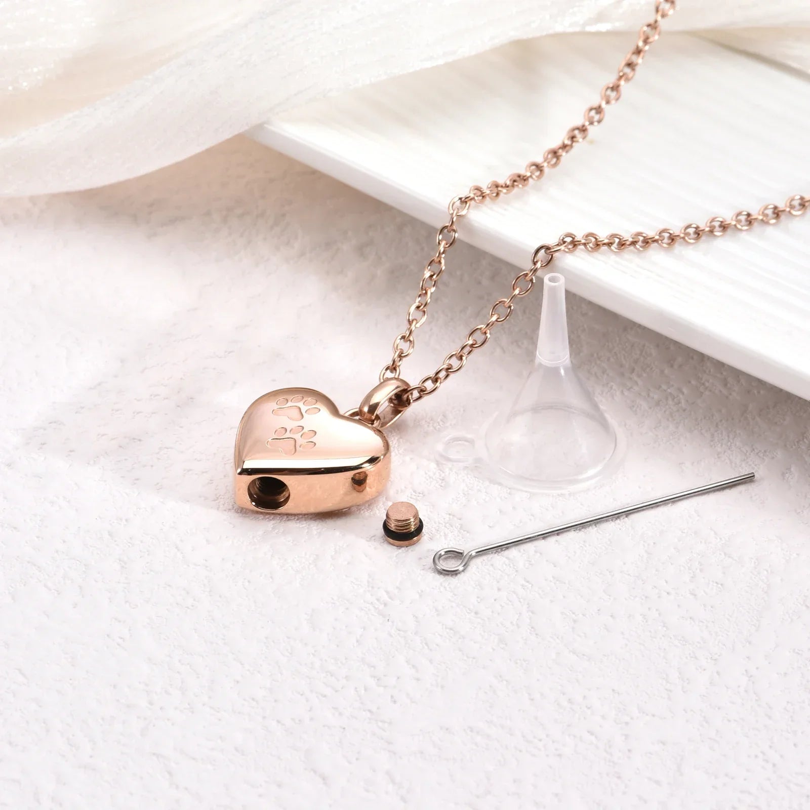 Pet Memorial Urn Necklace — Heart Paw Pendant