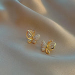 Elegant Zirconia Butterfly Stud Earrings
