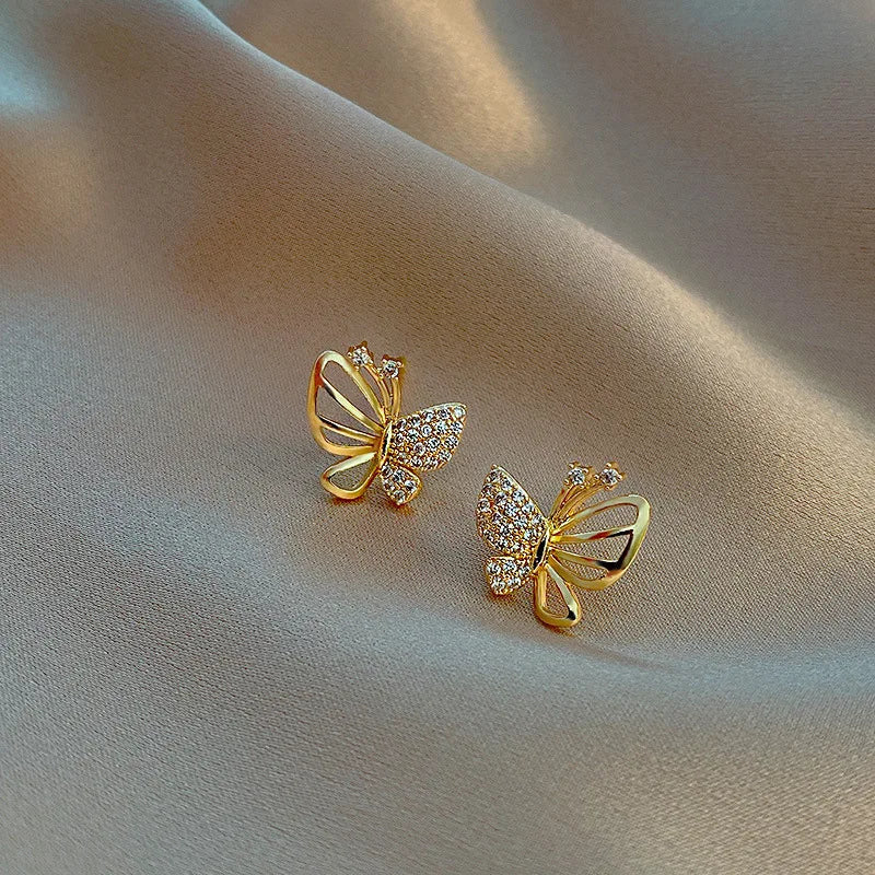 Elegant Zirconia Butterfly Stud Earrings