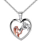 Heart Zircon Girl & Horse Necklace