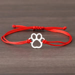 Paw Print Koord Bracelet – Verstelbaar Black & Rood Design