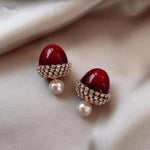 Red Pearl Earrings
