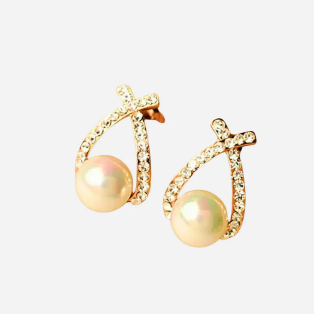 Pearl & Woven Crystal Earrings