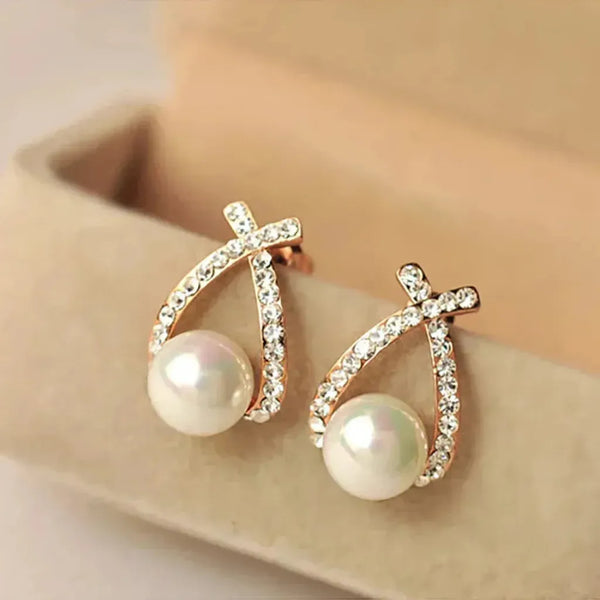Pearl & Woven Crystal Earrings