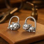 925 Silver Slapende Puppy Stud Earrings