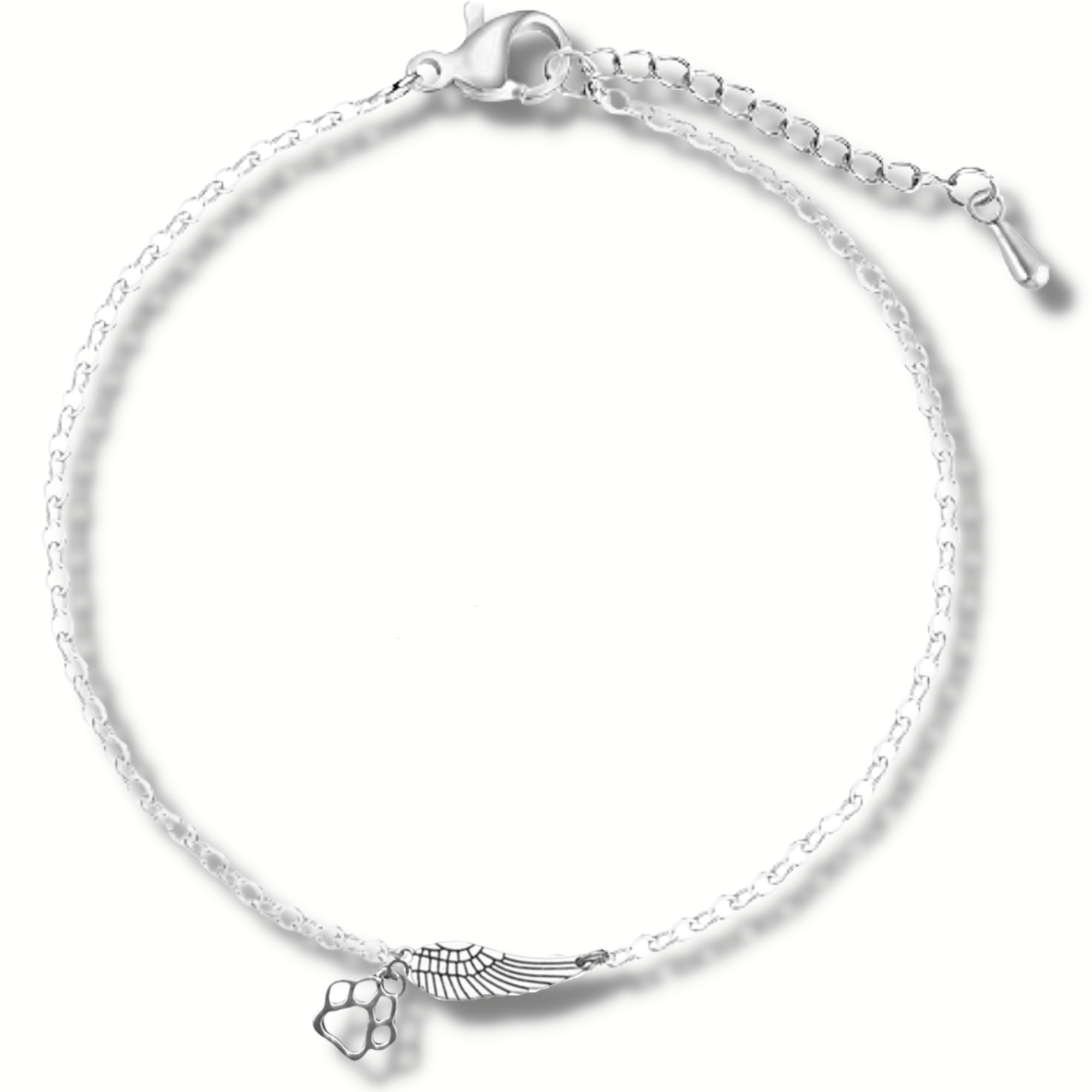 Silver Memorial Bracelet with Engelenvleugel & Paw Print | Handmade