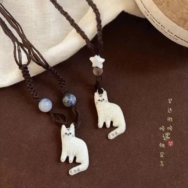 Vintage Cat & Star Pendant Necklace
